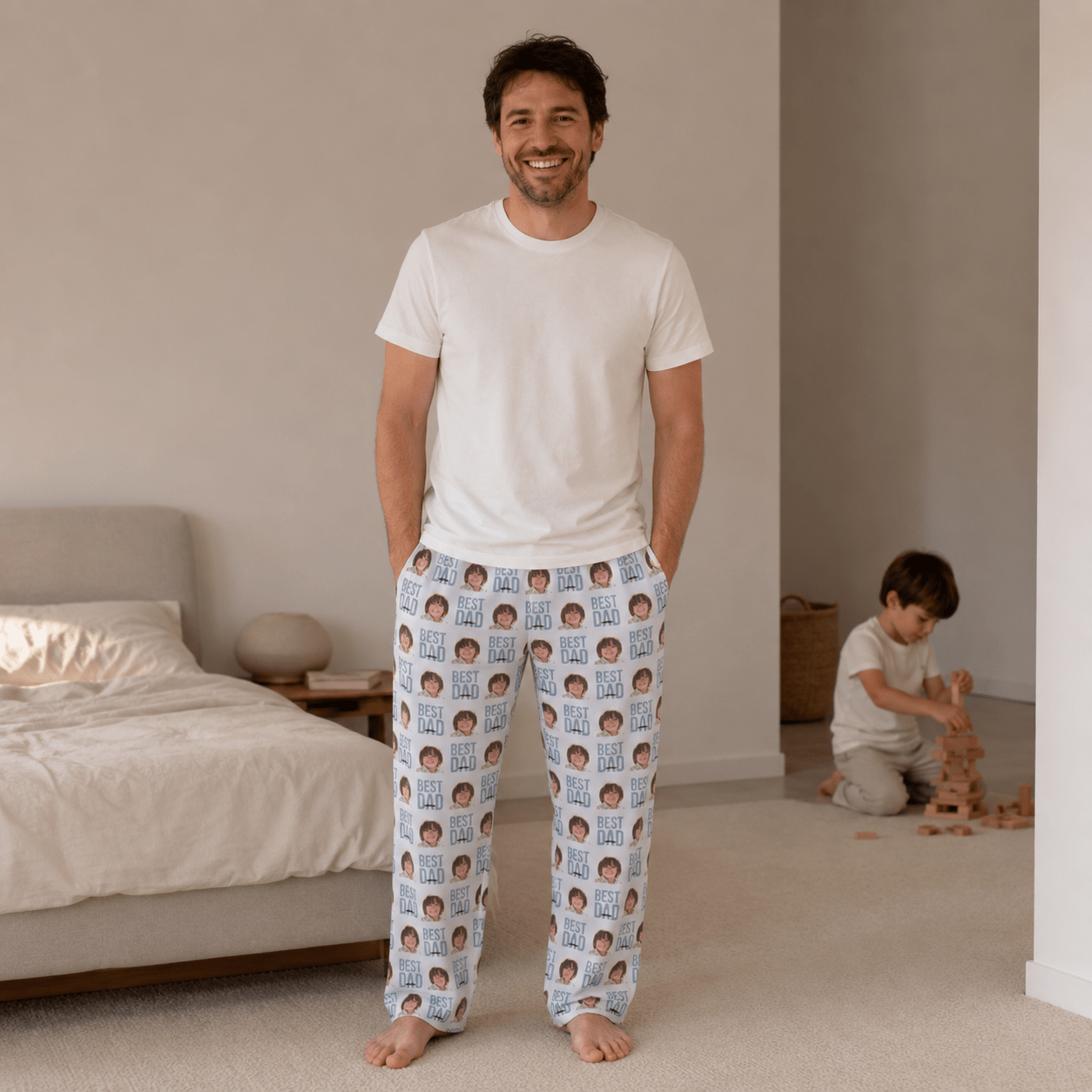 Custom Kids Face Pajama Pants for Dad | Best Dad Personalized Gift custom personalized gift - AURIA CUSTOM PRINTS