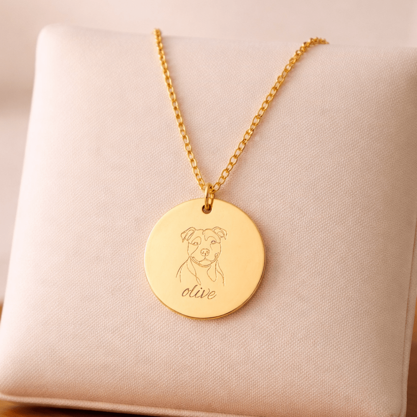 Custom Line Art Circle Necklace | Personalized Engraved Pendant custom personalized gift - AURIA CUSTOM PRINTS