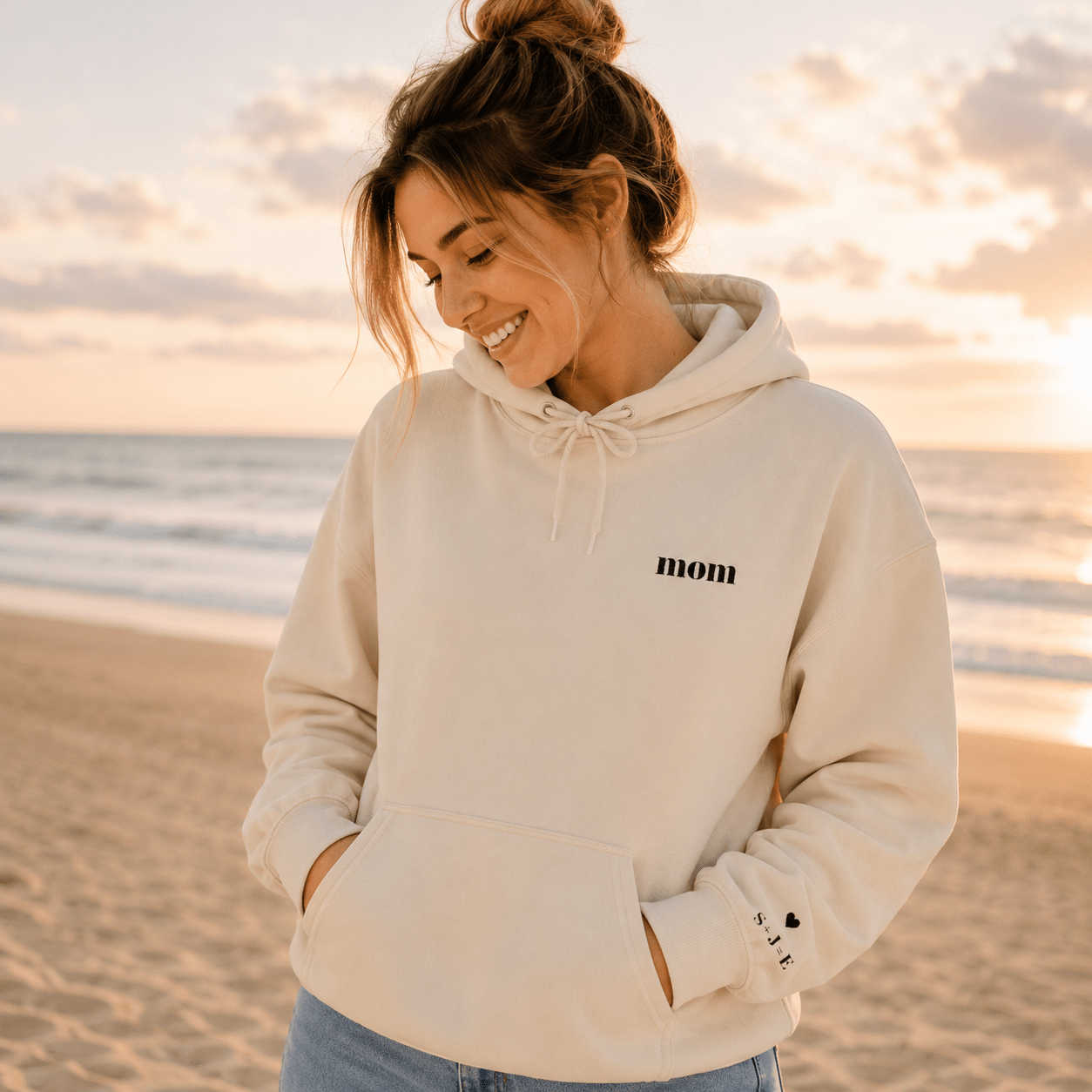Custom Mom Hoodie | Personalized Embroidered Chest & Sleeve | Matching Mom Mini Set | Mom Gift S-3XL custom personalized gift - AURIA CUSTOM PRINTS