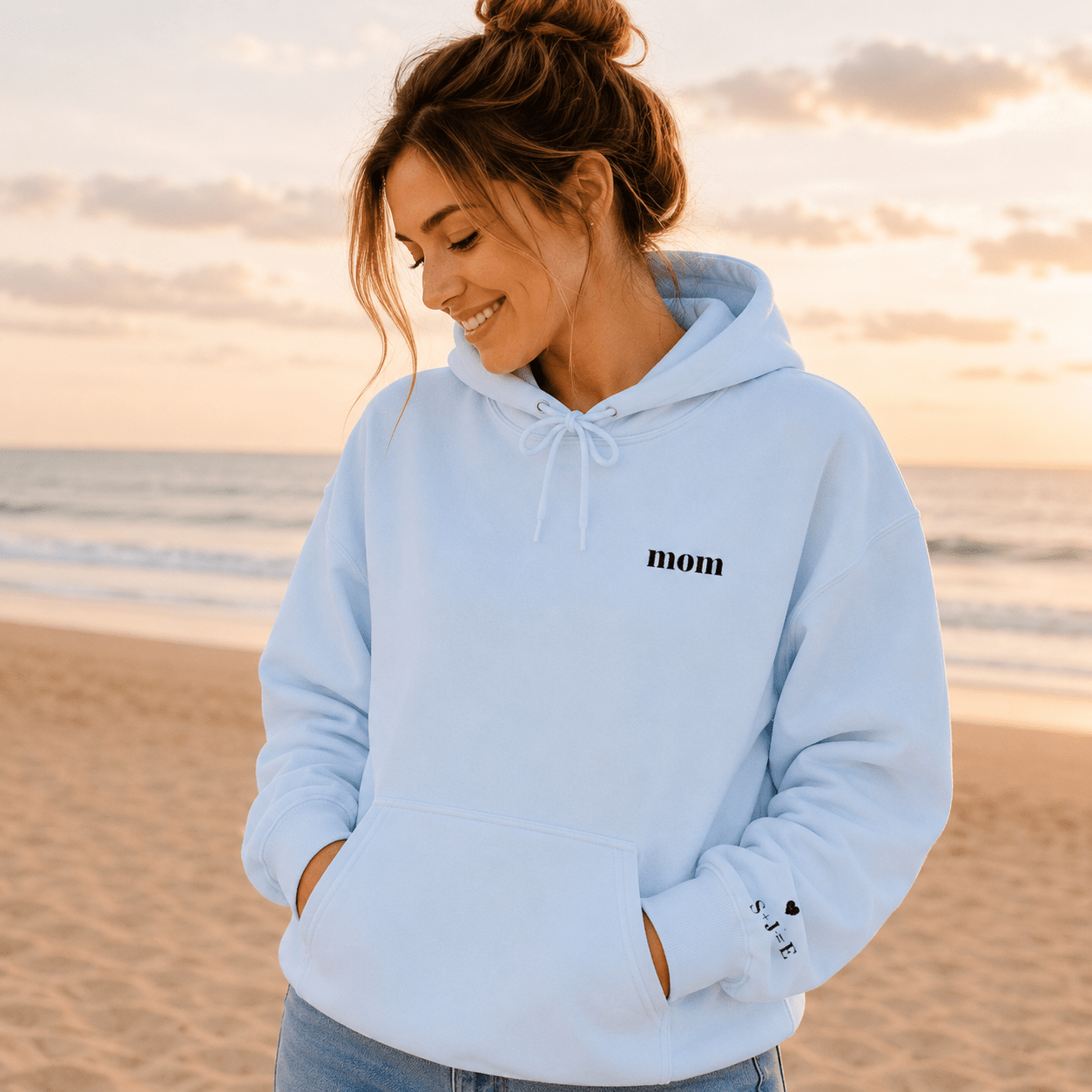 Custom Mom Hoodie | Personalized Embroidered Chest & Sleeve | Matching Mom Mini Set | Mom Gift S-3XL custom personalized gift - AURIA CUSTOM PRINTS