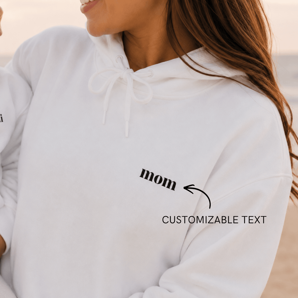 Custom Mom Hoodie | Personalized Embroidered Chest & Sleeve | Matching Mom Mini Set | Mom Gift S-3XL custom personalized gift - AURIA CUSTOM PRINTS