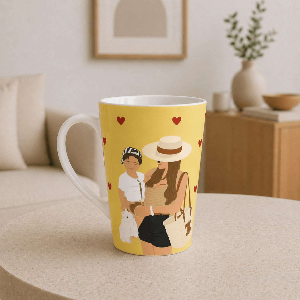 Custom Mom Latte Mug | Personalized Mother & Child Illustration | 12 oz Ceramic Gift Mug custom personalized gift - AURIA CUSTOM PRINTS