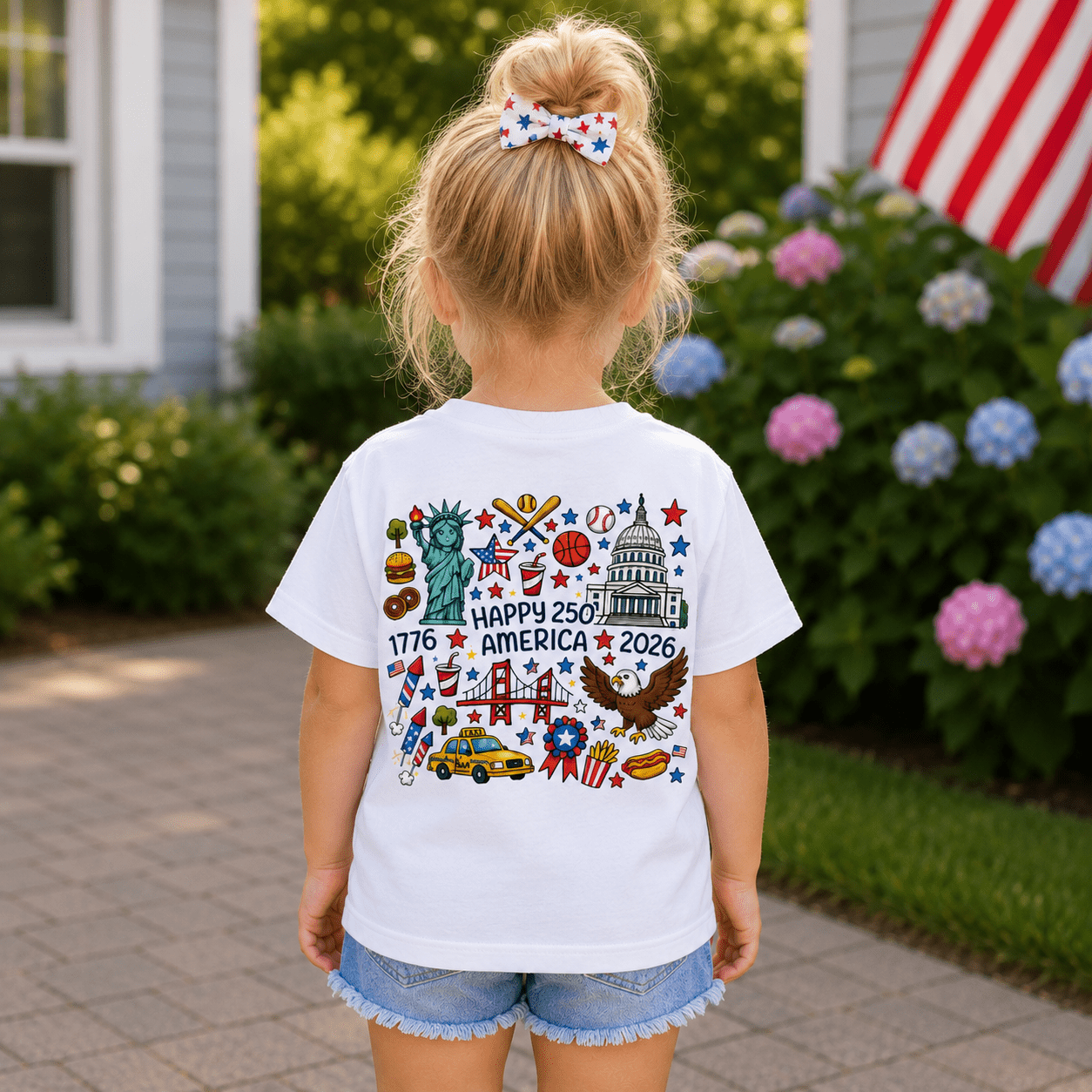 Custom Name 4th of July Toddler Shirt | Personalized USA Icons Tee for Boys and Girls, Sizes 2T–6T custom personalized gift - AURIA CUSTOM PRINTS