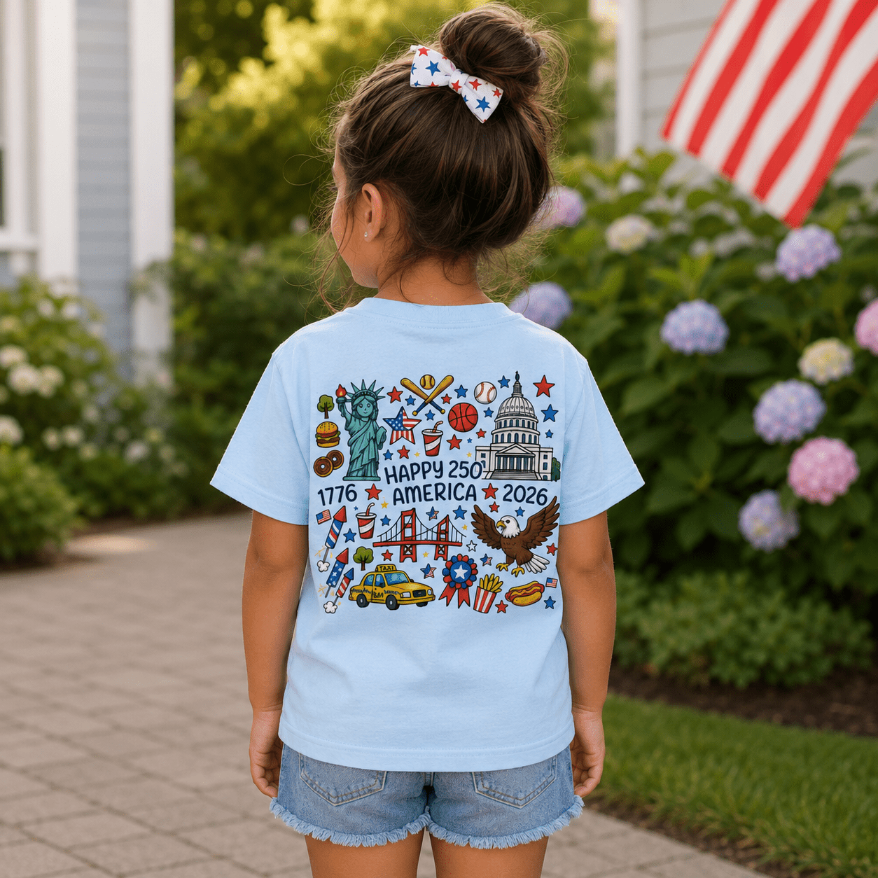 Custom Name 4th of July Toddler Shirt | Personalized USA Icons Tee for Boys and Girls, Sizes 2T–6T custom personalized gift - AURIA CUSTOM PRINTS
