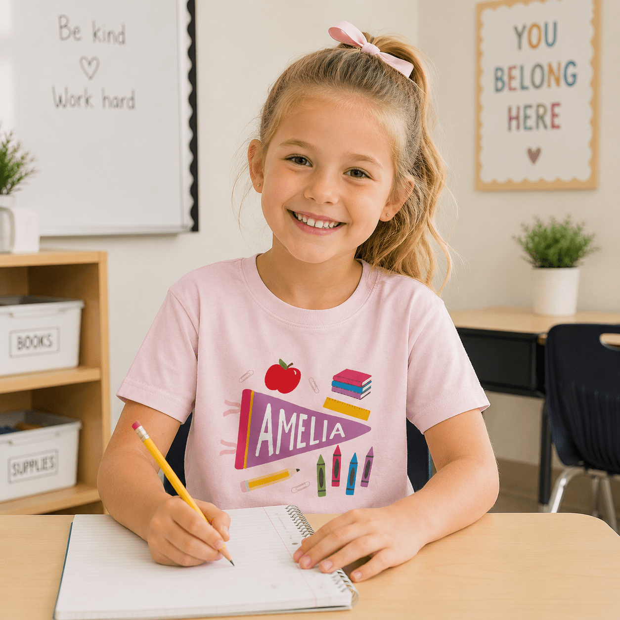 Custom Name Back to School Shirt – Personalized Pennant Kids Tee, Sizes XS-XL custom personalized gift - AURIA CUSTOM PRINTS
