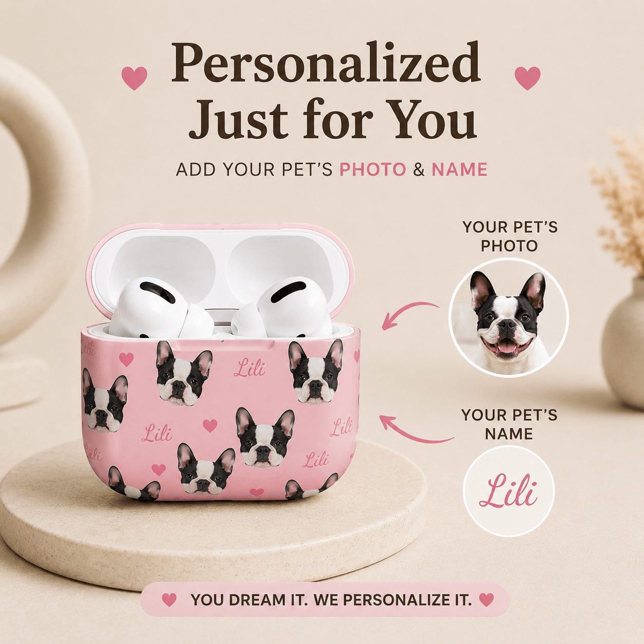 Custom Pet AirPods Case | Personalized Dog Cat Photo Name AirPods Cover | Pet Lover Gift | All Models custom personalized gift - AURIA CUSTOM PRINTS