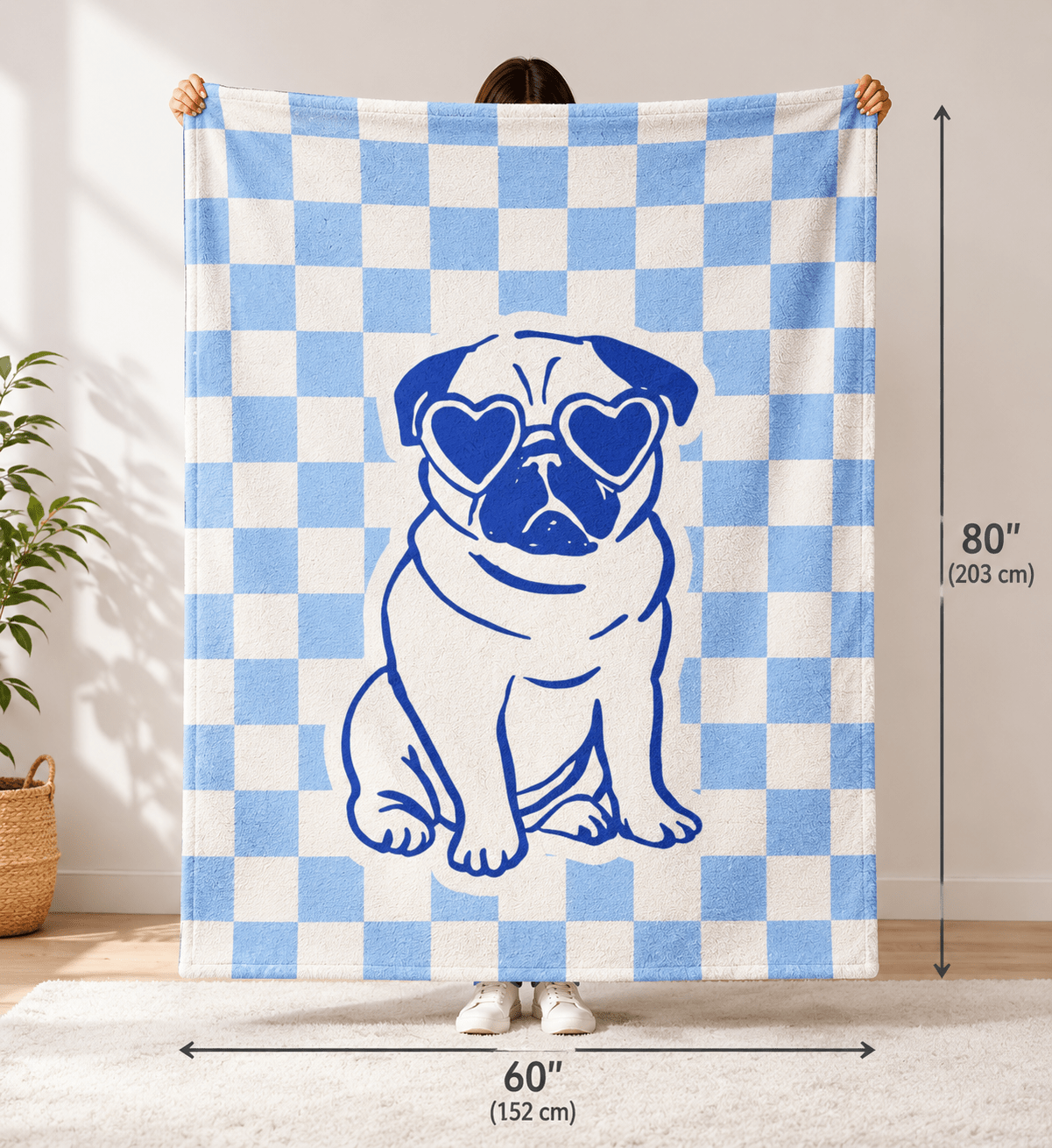 Custom Pet Blanket | Personalized Retro Checkered Dog Cat Throw | Pet Lover Gift custom personalized gift - AURIA CUSTOM PRINTS