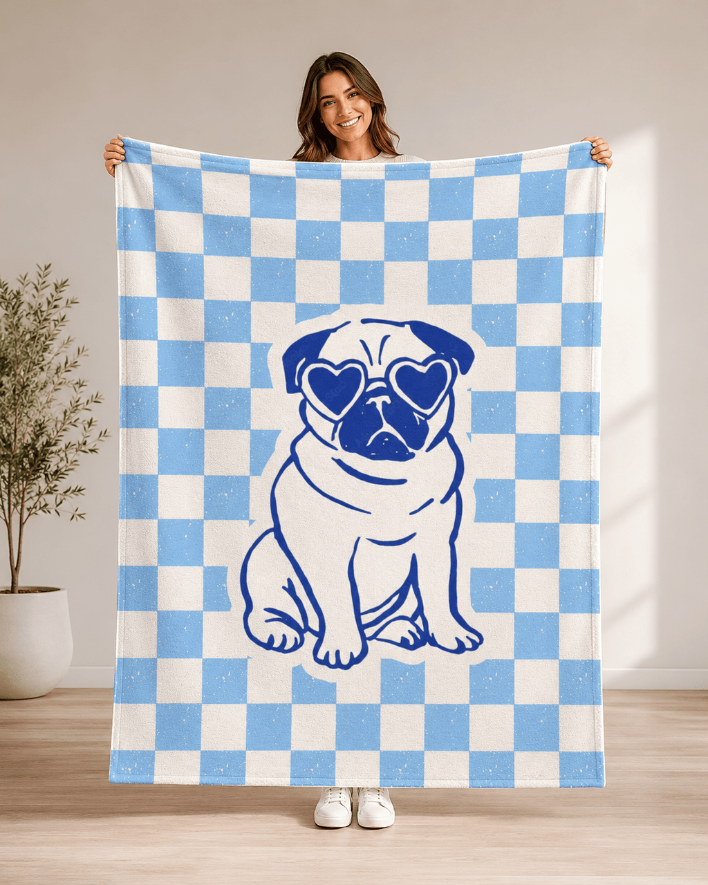 Custom Pet Blanket | Personalized Retro Checkered Dog Cat Throw | Pet Lover Gift custom personalized gift - AURIA CUSTOM PRINTS