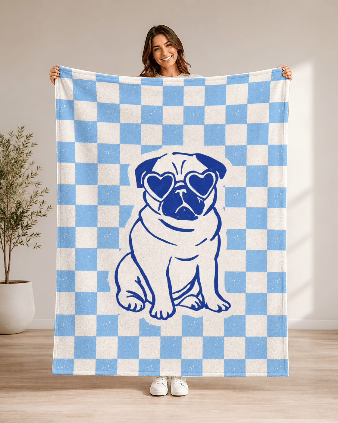 Custom Pet Blanket | Personalized Retro Checkered Dog Cat Throw | Pet Lover Gift custom personalized gift - AURIA CUSTOM PRINTS