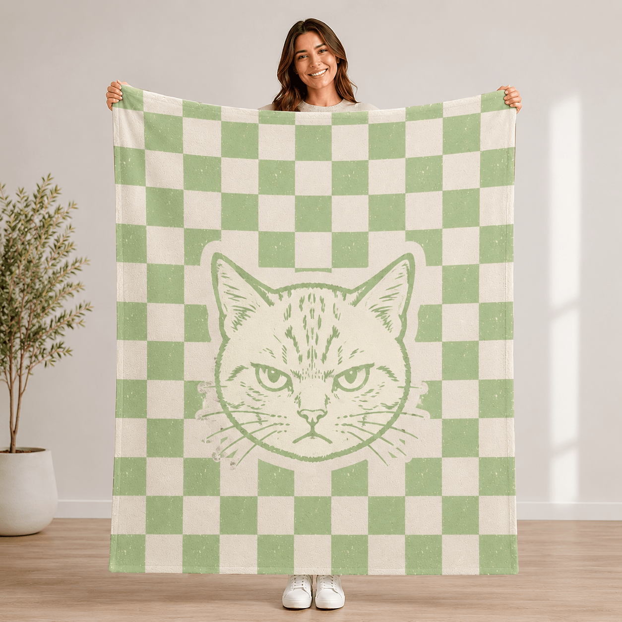 Custom Pet Blanket | Personalized Retro Checkered Dog Cat Throw | Pet Lover Gift custom personalized gift - AURIA CUSTOM PRINTS