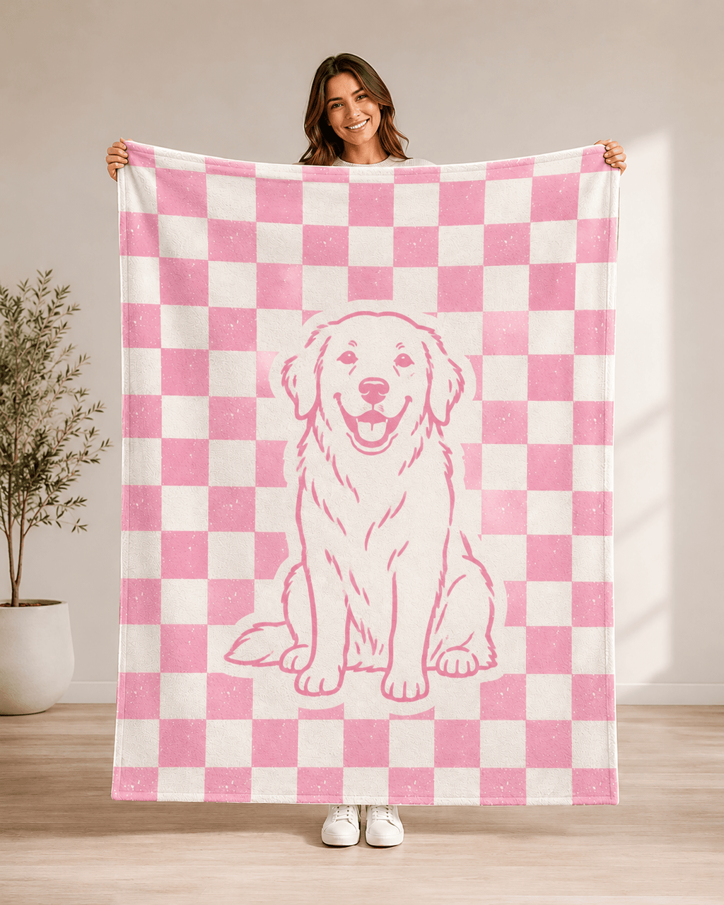 Custom Pet Blanket | Personalized Retro Checkered Dog Cat Throw | Pet Lover Gift custom personalized gift - AURIA CUSTOM PRINTS