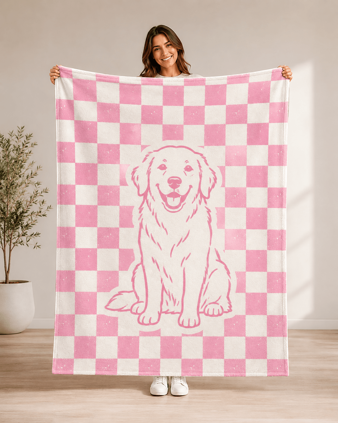 Custom Pet Blanket | Personalized Retro Checkered Dog Cat Throw | Pet Lover Gift custom personalized gift - AURIA CUSTOM PRINTS