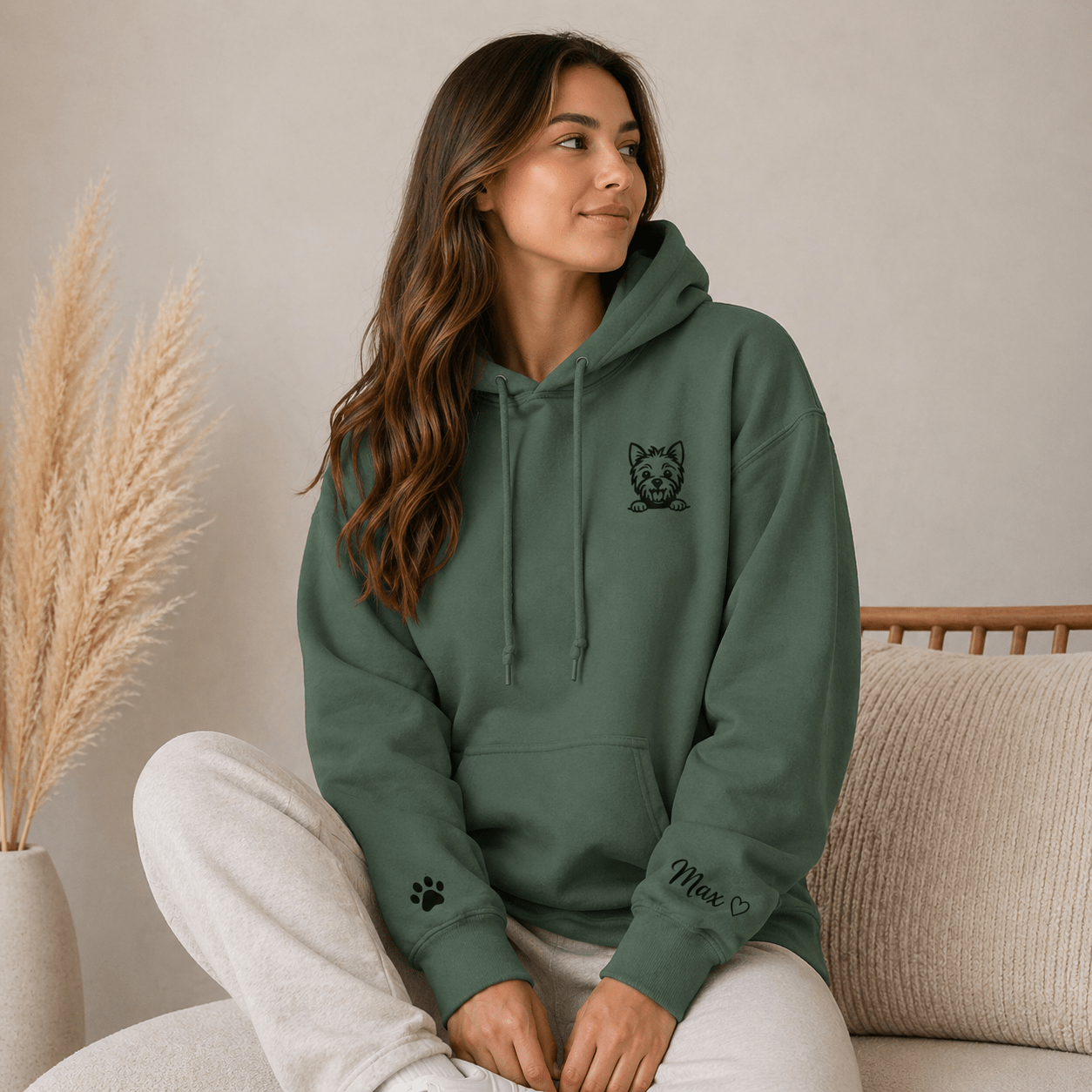 Custom Pet Embroidered Hoodie | Personalized Dog Portrait Hoodie custom personalized gift - AURIA CUSTOM PRINTS