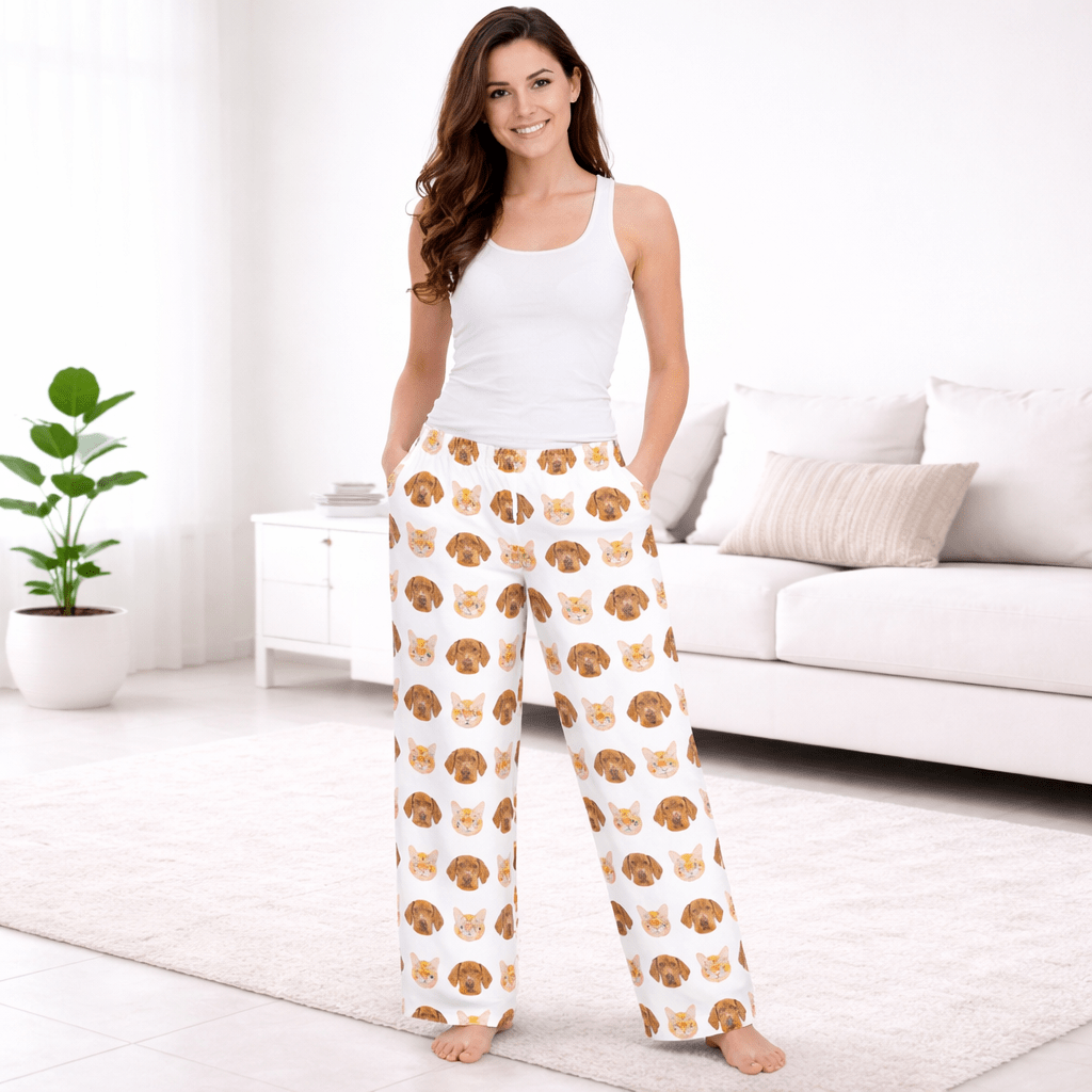 Custom Pet Face Pajama Pants – Multiple Pets Personalized Pajamas custom personalized gift - AURIA CUSTOM PRINTS