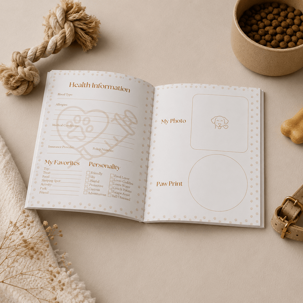 Custom Pet Health & Care Journal | Personalized Cover with Photo & Name, 24-Page Dog Cat Record Book custom personalized gift - AURIA CUSTOM PRINTS