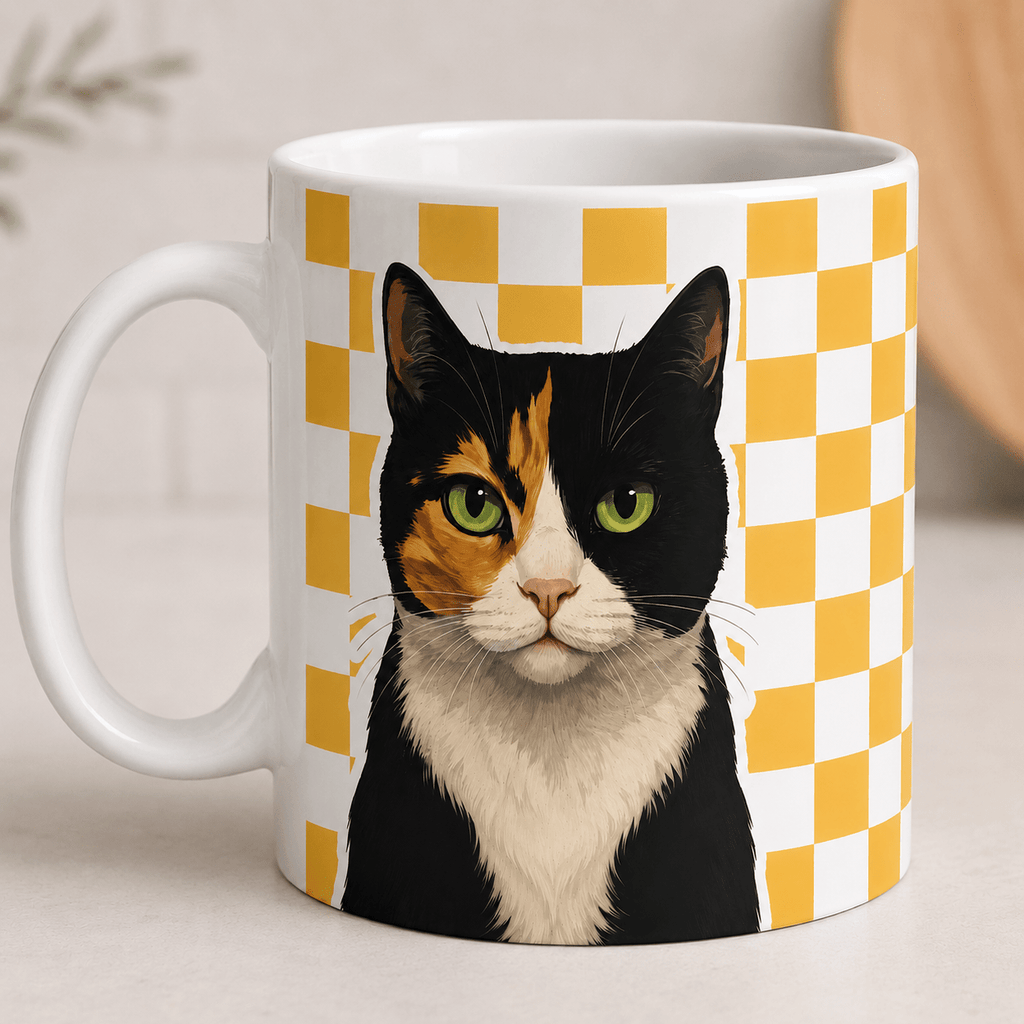 Custom Pet Mom Mug | Personalized Dog Cat Photo Checkered Cup | Pet Lover Gift 11oz custom personalized gift - AURIA CUSTOM PRINTS