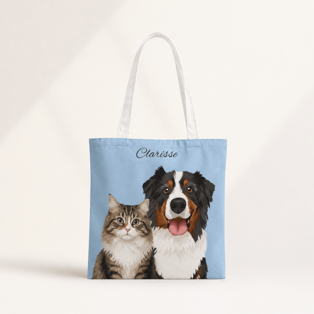 Custom Pet Tote Bag | Personalized Pet Illustration Canvas Tote custom personalized gift - AURIA CUSTOM PRINTS
