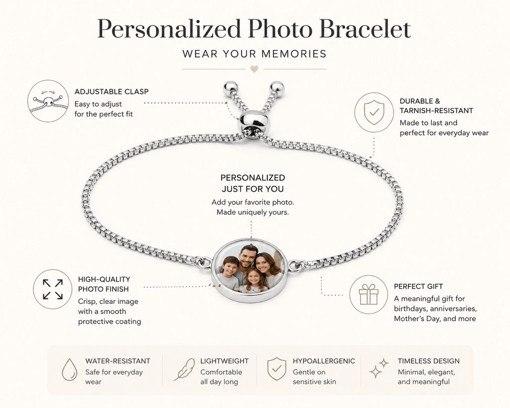 Custom Photo Charm Bracelet | Personalized Gift for Mom or Dad with Kids Photo custom personalized gift - AURIA CUSTOM PRINTS