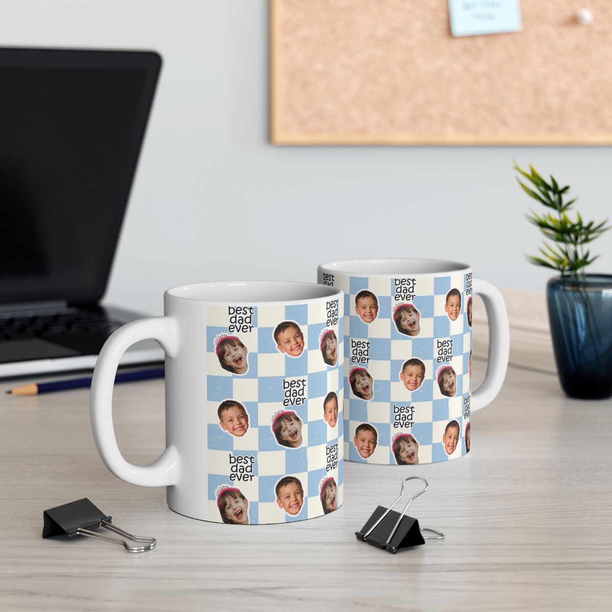 Custom Photo Checkered Mug | Personalized Face Mug With Text | Funny Family Gift | 11oz 15oz custom personalized gift - AURIA CUSTOM PRINTS