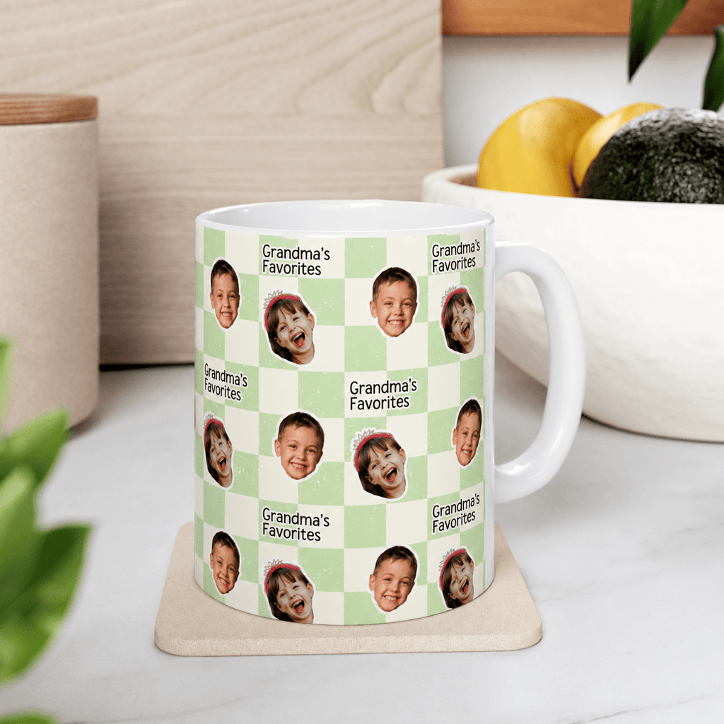 Custom Photo Checkered Mug | Personalized Face Mug With Text | Funny Family Gift | 11oz 15oz custom personalized gift - AURIA CUSTOM PRINTS
