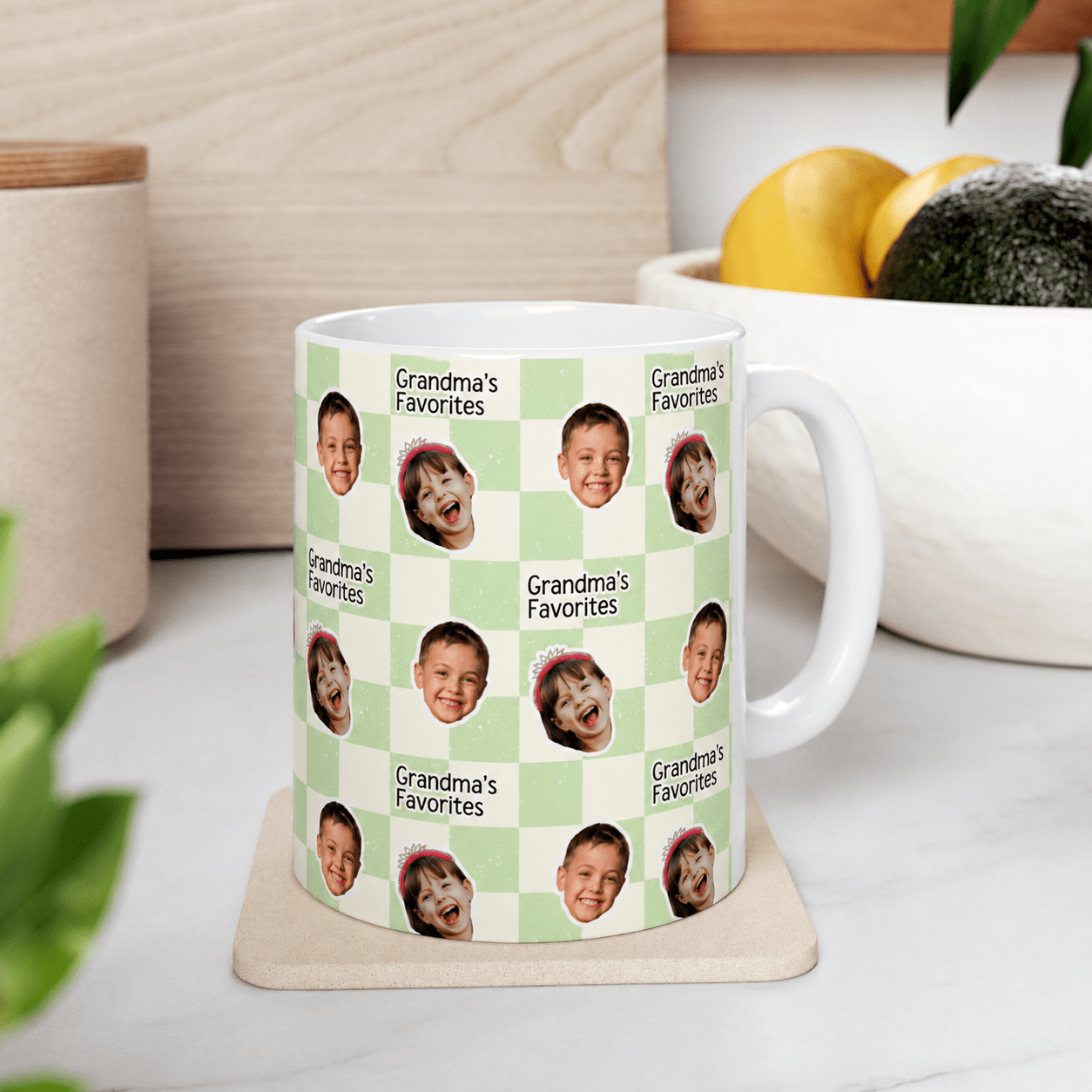 Custom Photo Checkered Mug | Personalized Face Mug With Text | Funny Family Gift | 11oz 15oz custom personalized gift - AURIA CUSTOM PRINTS