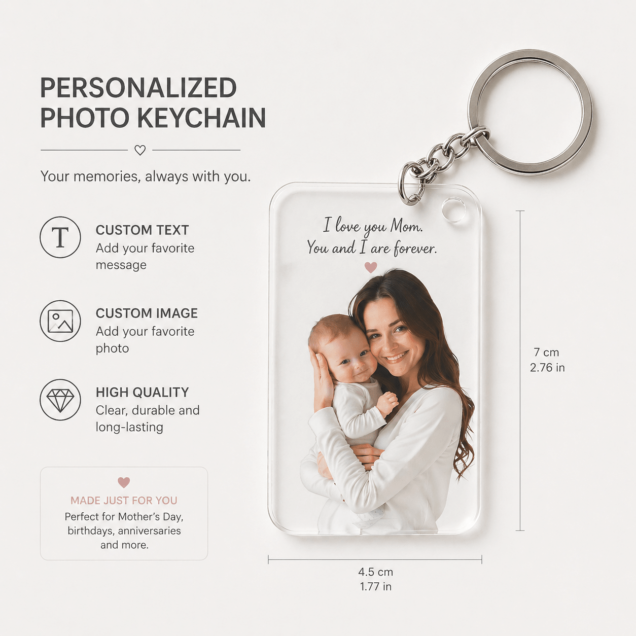 Custom Photo Keychain – Personalized Acrylic Keepsake custom personalized gift - AURIA CUSTOM PRINTS