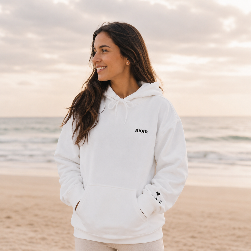 Custom Mom Hoodie | Personalized Embroidered  Chest & Sleeve | Matching Mom Mini Set |  Mom Gift S-3XL