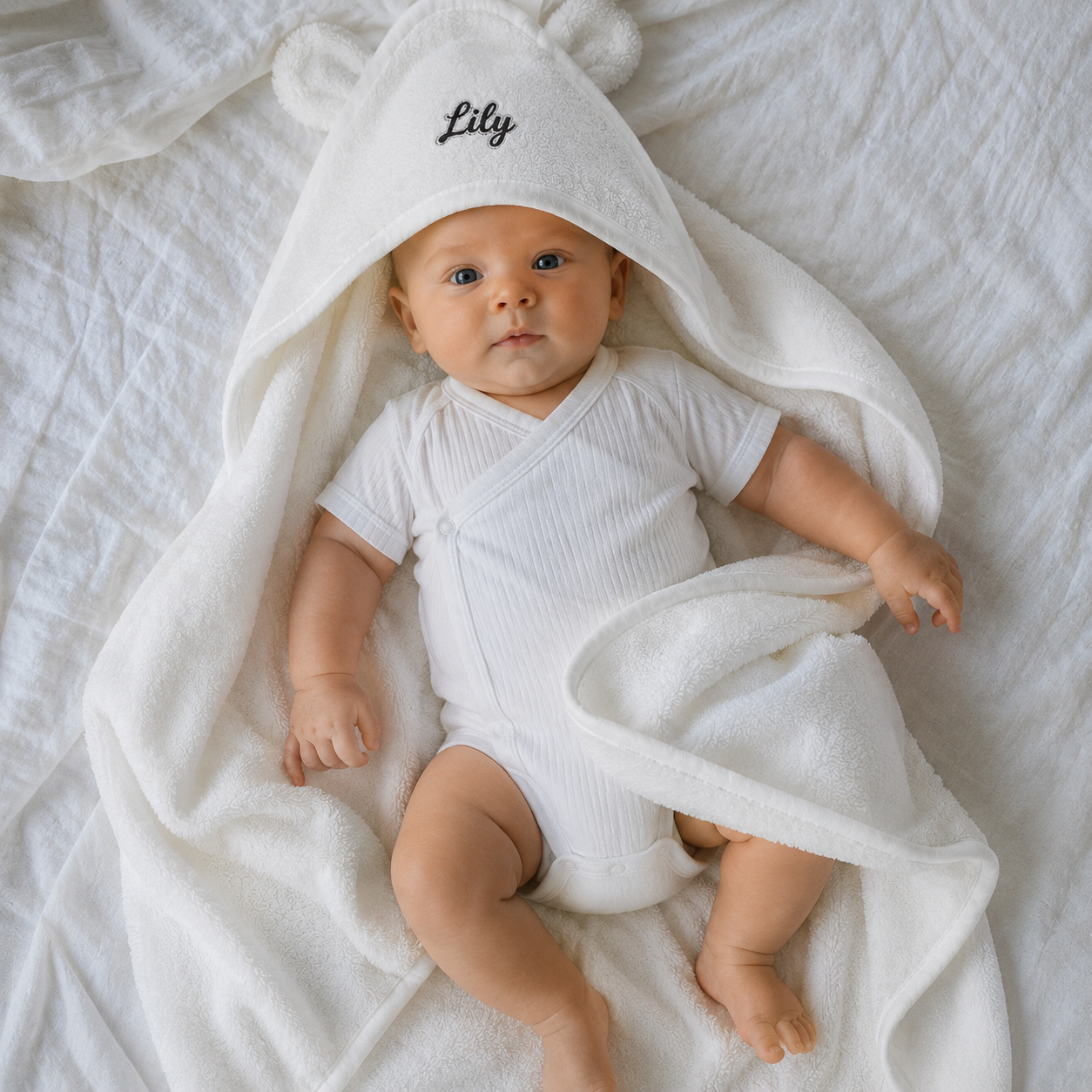 Custom Baby Hooded Towel | Personalized  Embroidered Name Kids Bath Towel | Baby Shower  Gift | Bear Ears Towel