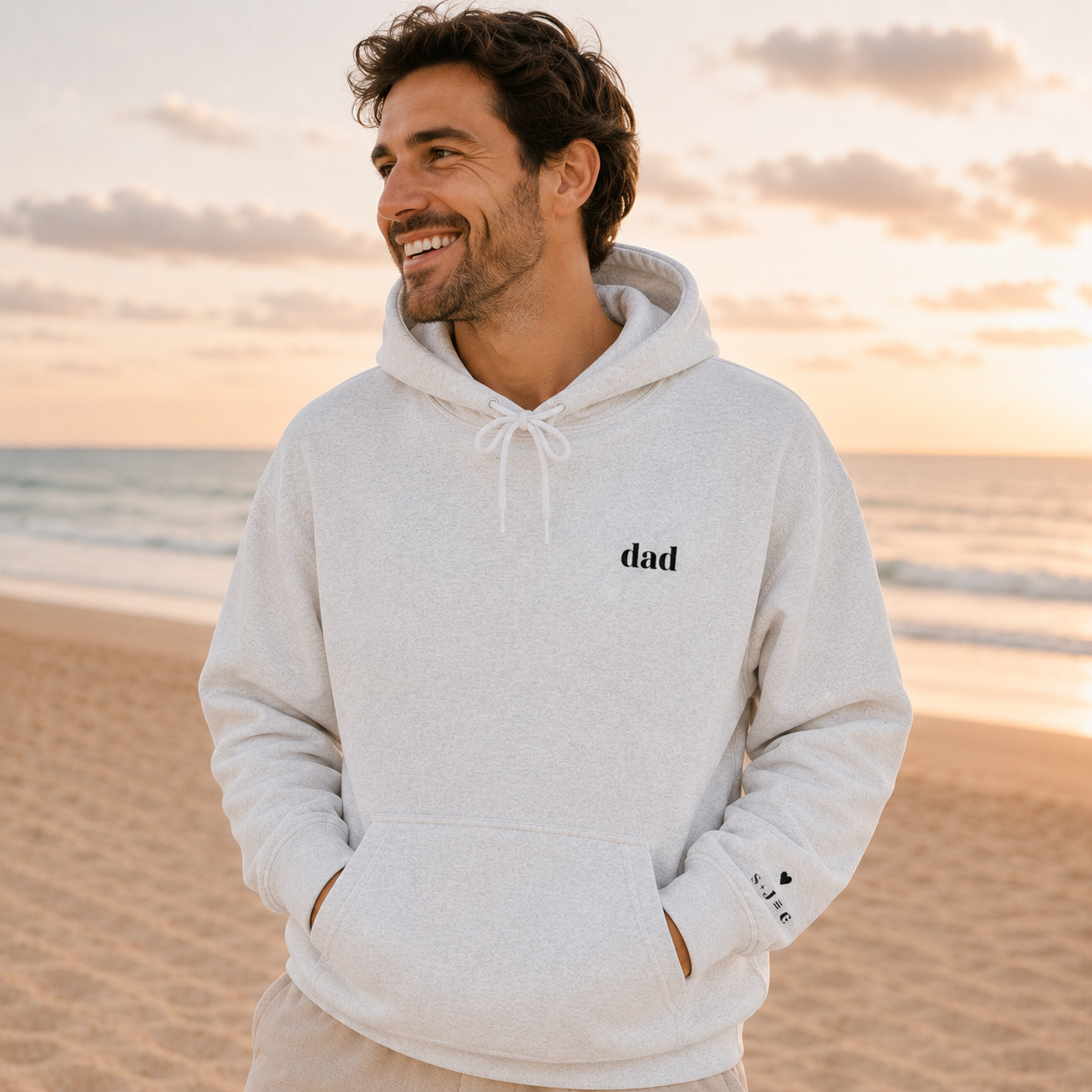 Custom Dad Hoodie | Personalized Embroidered  Chest & Sleeve | Matching Dad Mini Set |  Dad Gift S-3XL