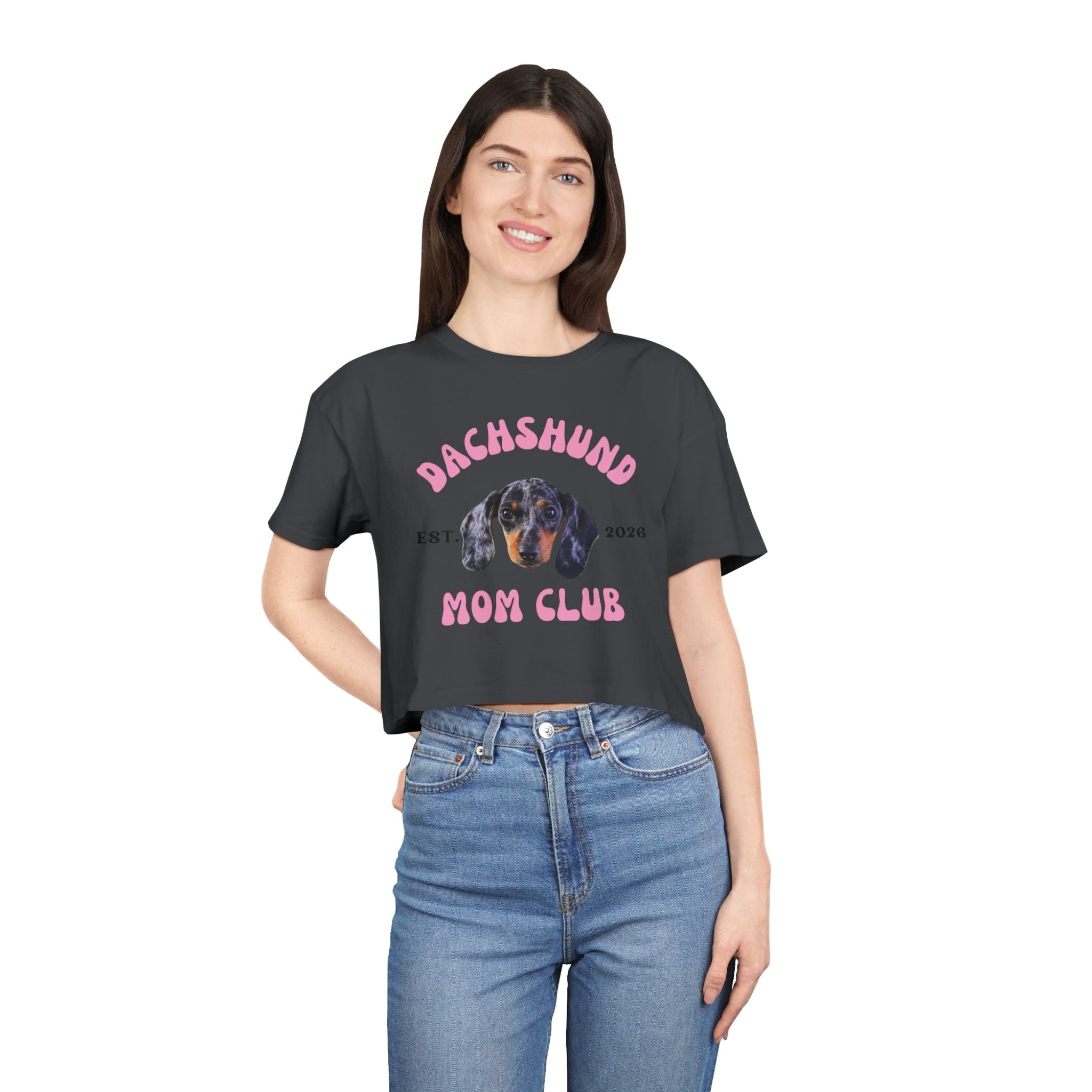 Dog Mom Club Crop Tee | Personalized Breed & Est Year Shirt | Dog Lover Gift XS-2XL custom personalized gift - AURIA CUSTOM PRINTS