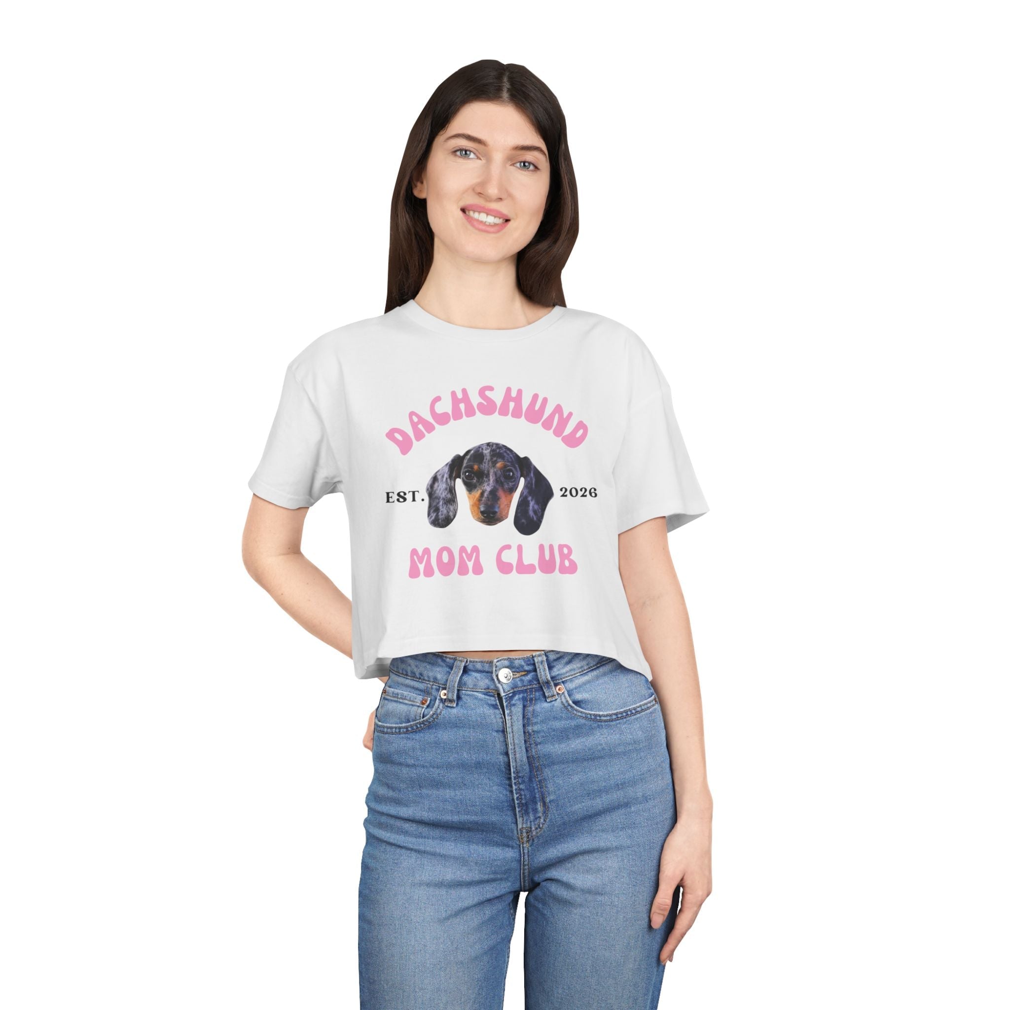 Dog Mom Club Crop Tee | Personalized Breed & Est Year Shirt | Dog Lover Gift XS-2XL custom personalized gift - AURIA CUSTOM PRINTS