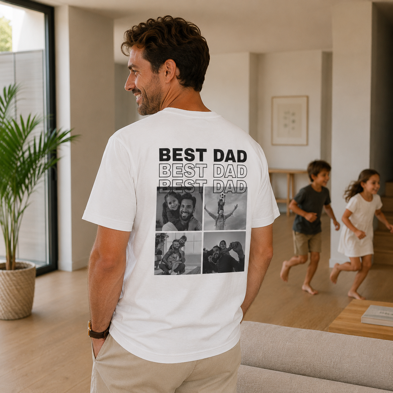 Best Dad Photo Shirt | Personalized Father Back  Print Tee | Dad Gift From Kids |  Custom Photo Dad S-3XL