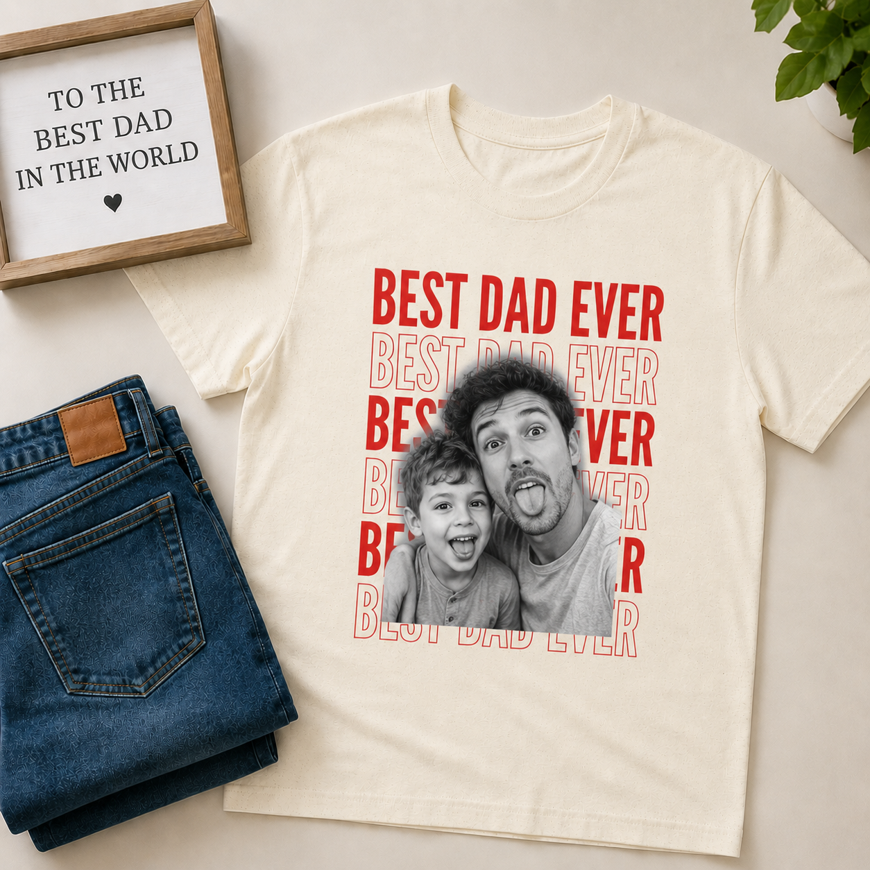Best Dad Ever T-Shirt — Father & Child Photo Tee (Father's Day Gift)