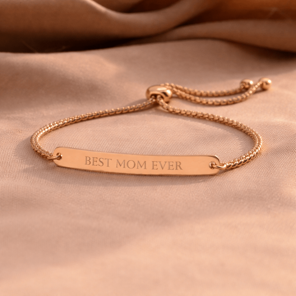 Engravable Adjustable Flat Bar Bracelet | Personalized Name or Message custom personalized gift - AURIA CUSTOM PRINTS