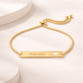 Engravable Heart Cutout Bar Bracelet — Adjustable Personalized ID Bracelet custom personalized gift - AURIA CUSTOM PRINTS