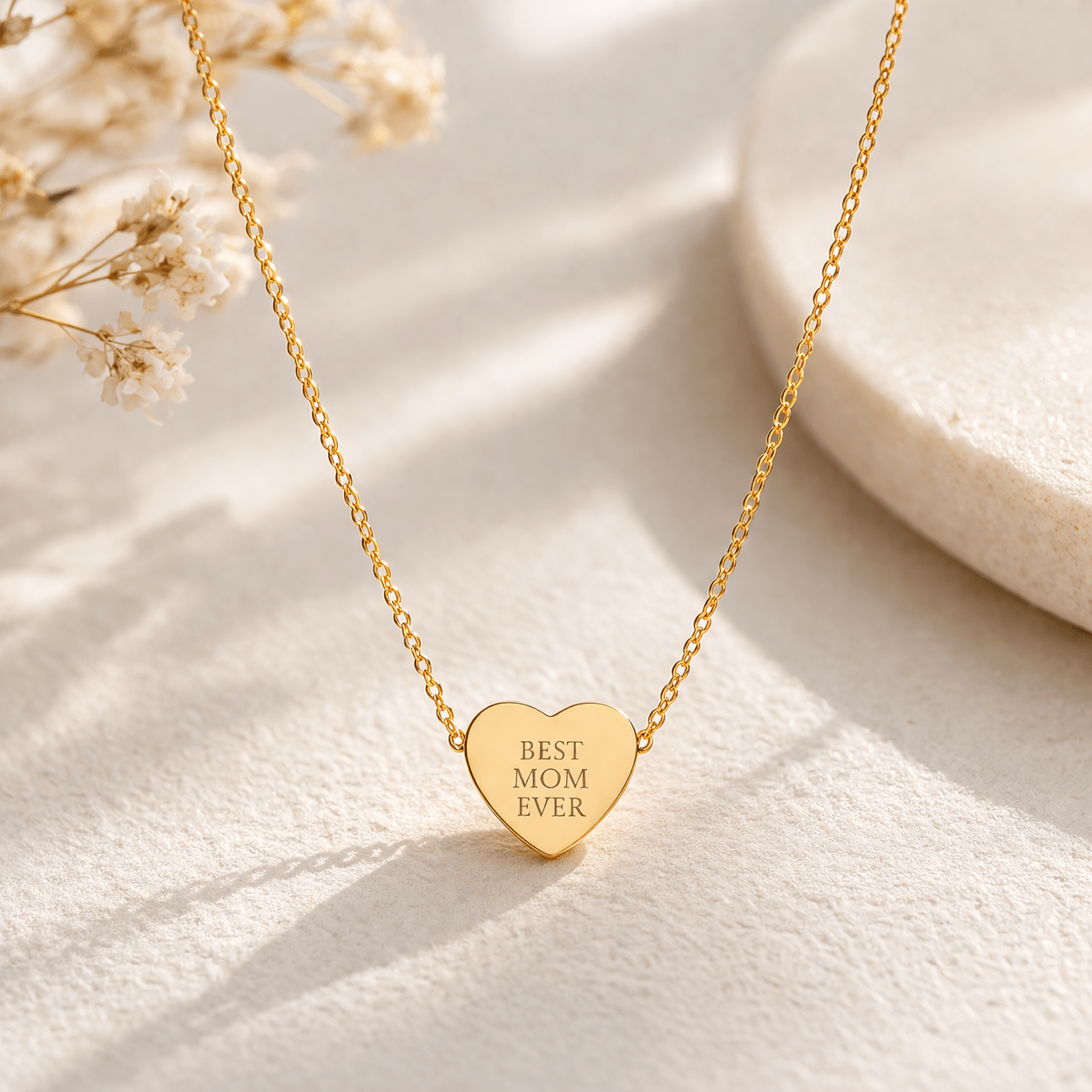 Engraved Heart Necklace | Custom Message Pendant | Personalized Gift for Her custom personalized gift - AURIA CUSTOM PRINTS