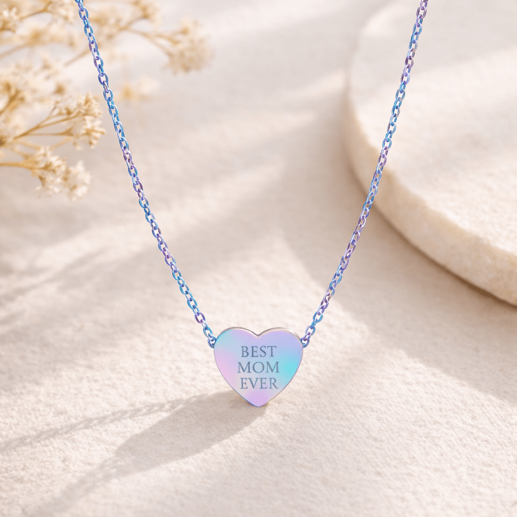 Engraved Heart Necklace | Custom Message Pendant | Personalized Gift for Her custom personalized gift - AURIA CUSTOM PRINTS
