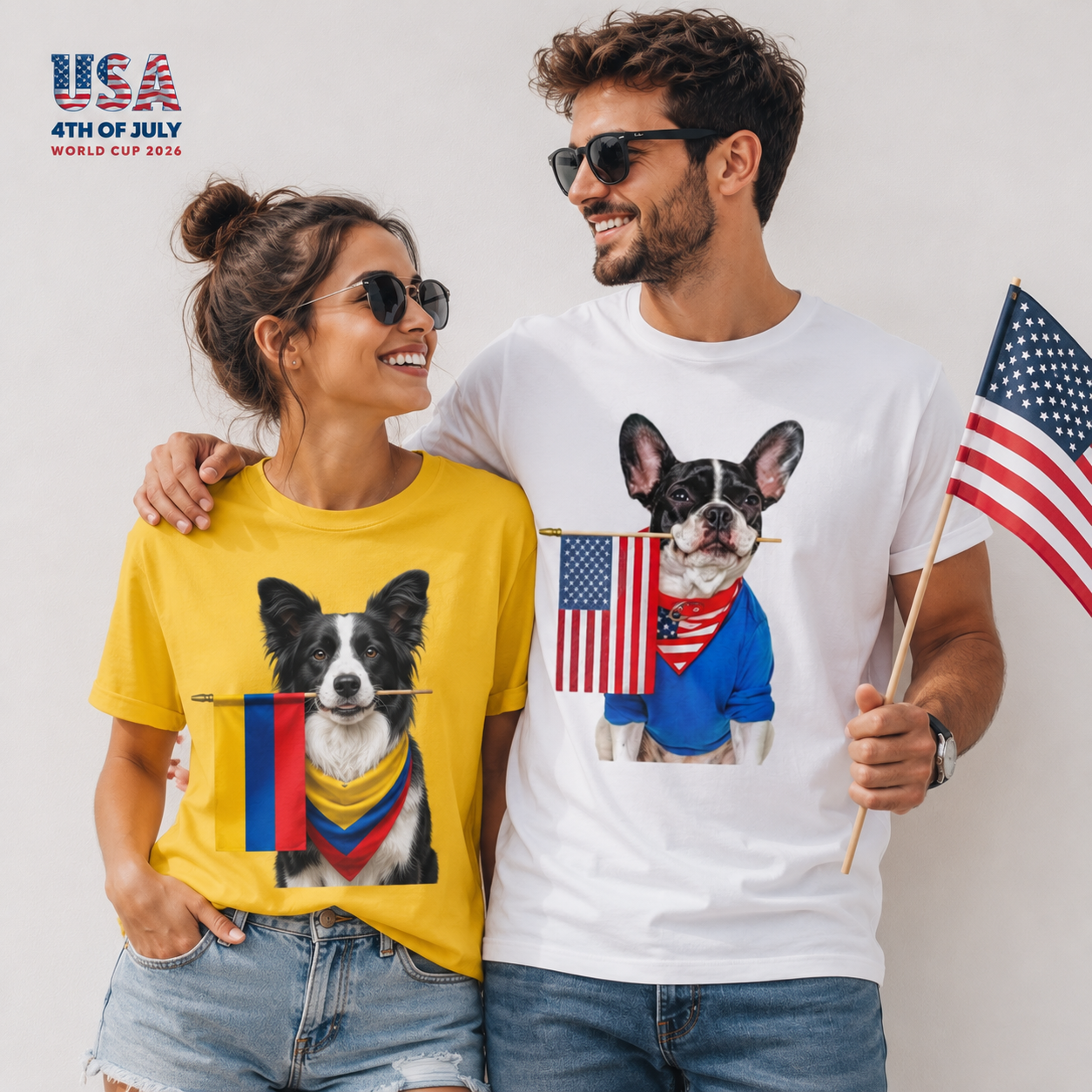 Custom Pet World Cup Shirt | Personalized Soccer Fan Tee with Pet Photo and Country Flag, Dog Cat Any Pet
