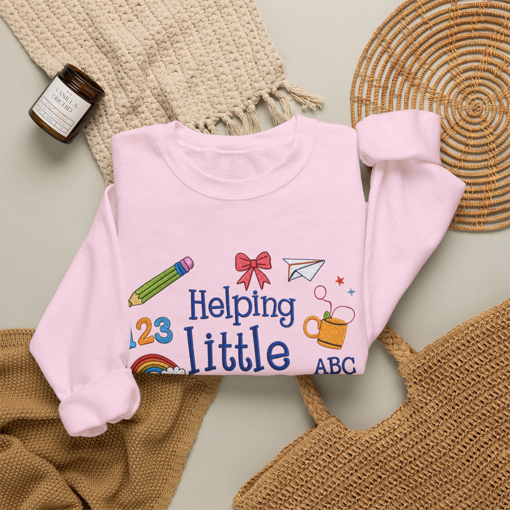 Helping Little Minds Grow Sweatshirt – Teacher Gift, Cute School Icons Crewneck, Back to School custom personalized gift - AURIA CUSTOM PRINTS