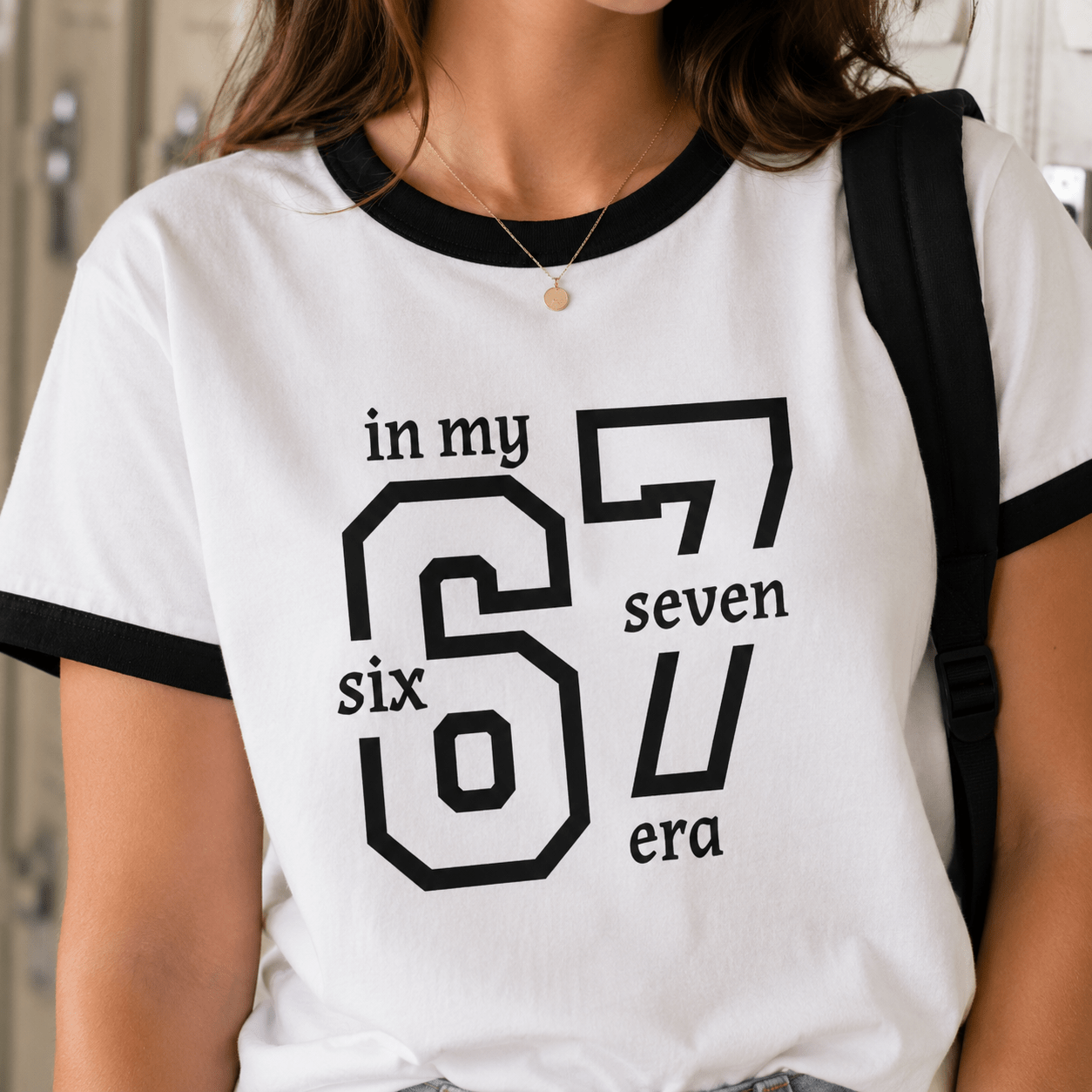 In My Six Seven Era Ringer Tee — Trendy Back to School Top custom personalized gift - AURIA CUSTOM PRINTS