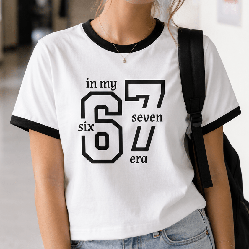 In My Six Seven Era Ringer Tee — Trendy Back to School Top custom personalized gift - AURIA CUSTOM PRINTS