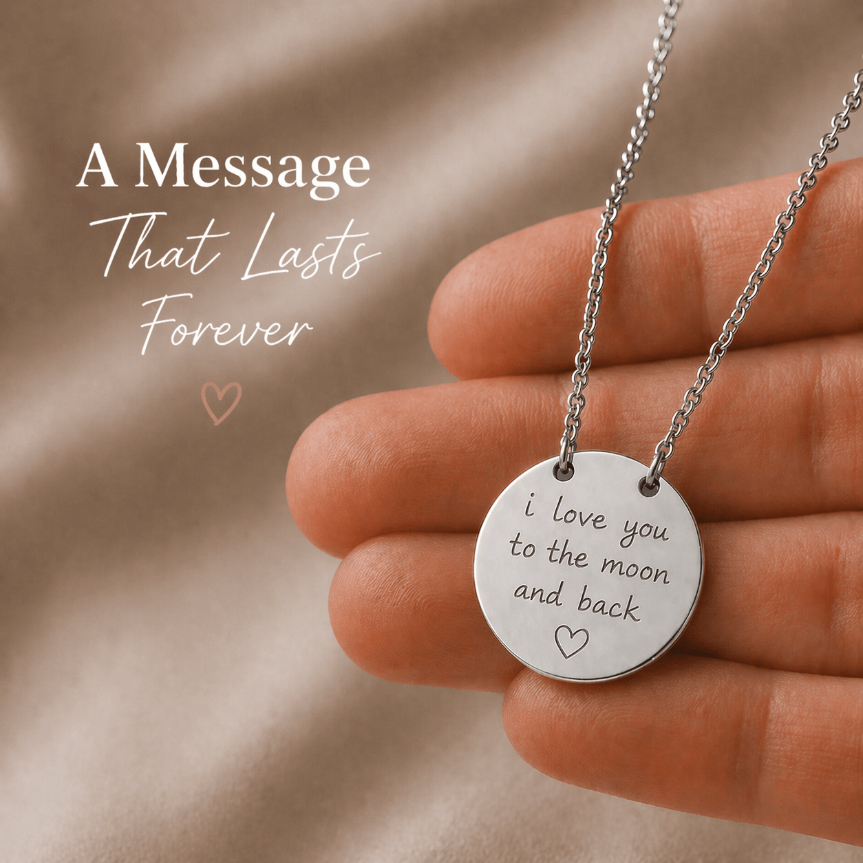 Love Message Necklace, Handwriting Necklace for Girlfriend, Custom Engraved Jewelry, Anniversary Gift custom personalized gift - AURIA CUSTOM PRINTS