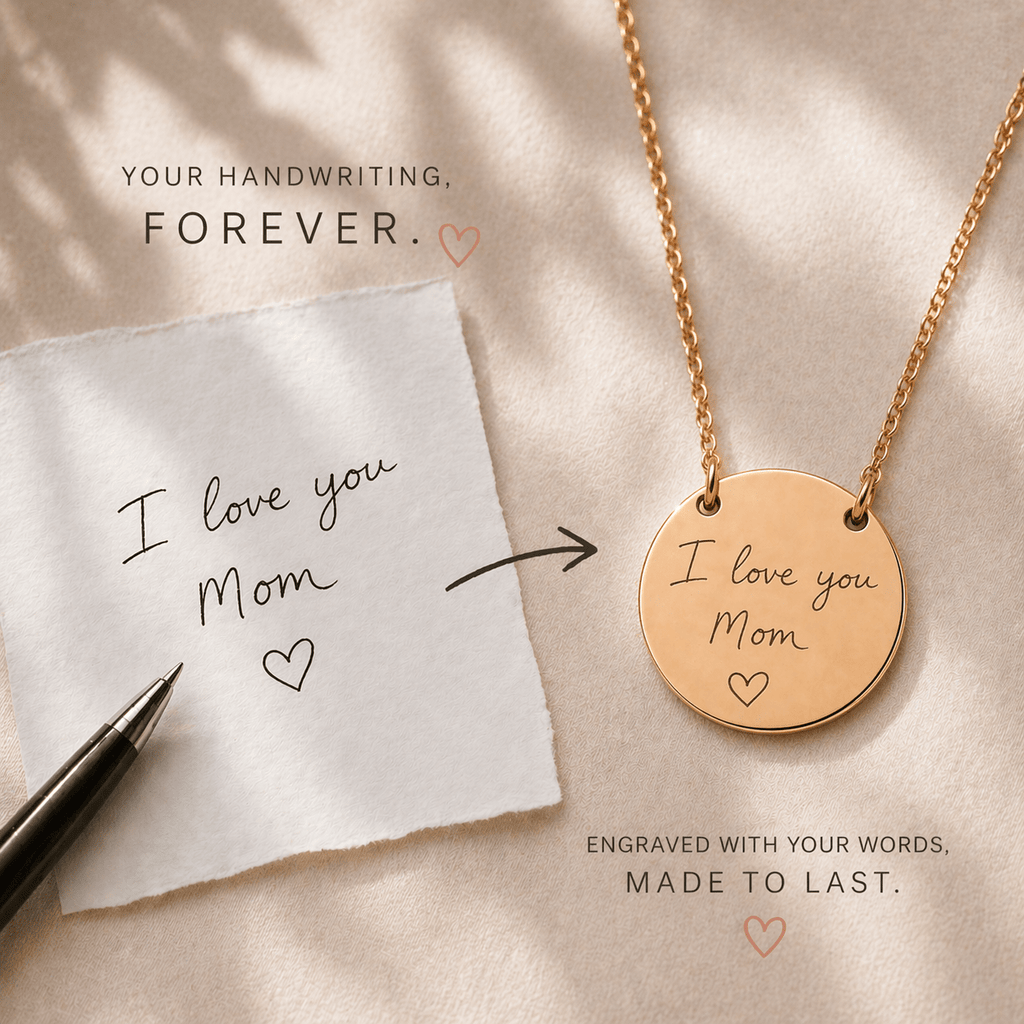 Love Message Necklace, Handwriting Necklace for Girlfriend, Custom Engraved Jewelry, Anniversary Gift custom personalized gift - AURIA CUSTOM PRINTS