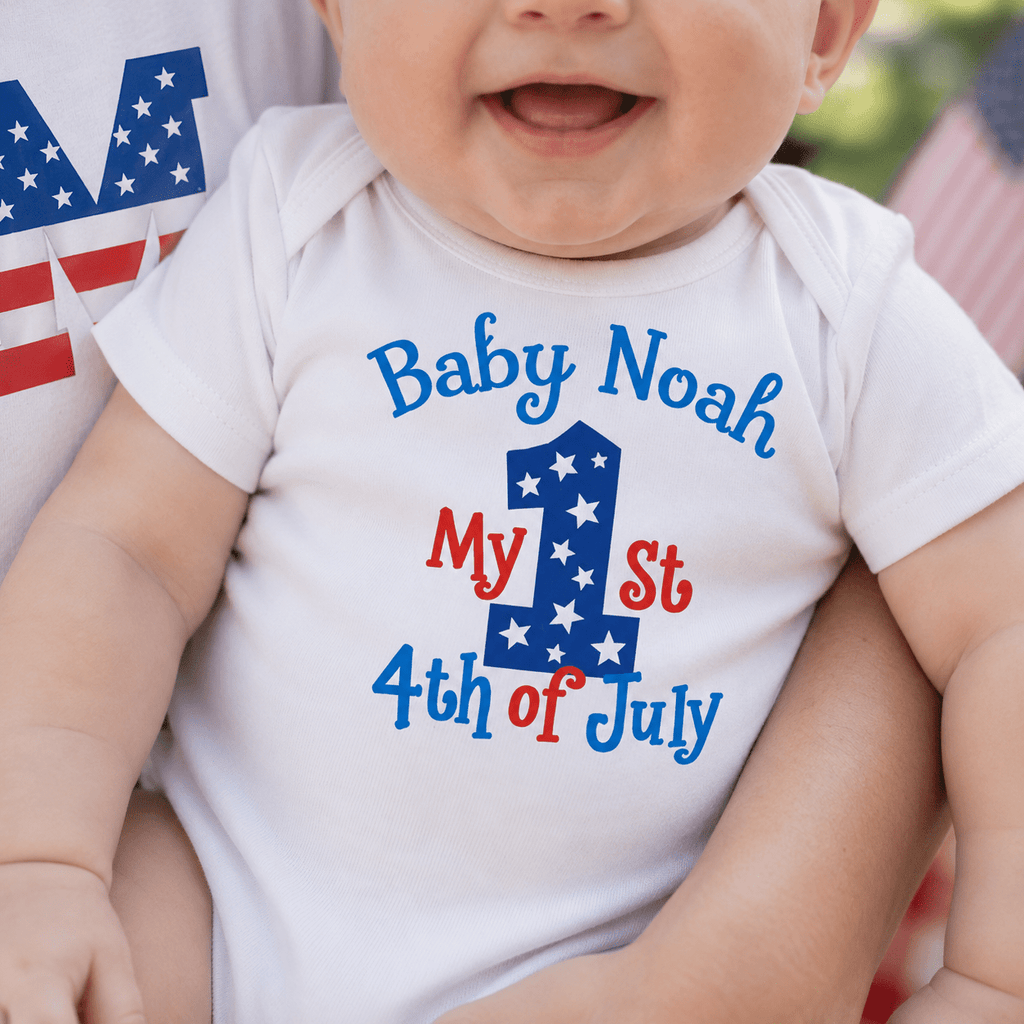 My First 4th of July Baby Bodysuit | First Fourth of July Onesie | Patriotic Baby Gift | Newborn 0-24M custom personalized gift - AURIA CUSTOM PRINTS