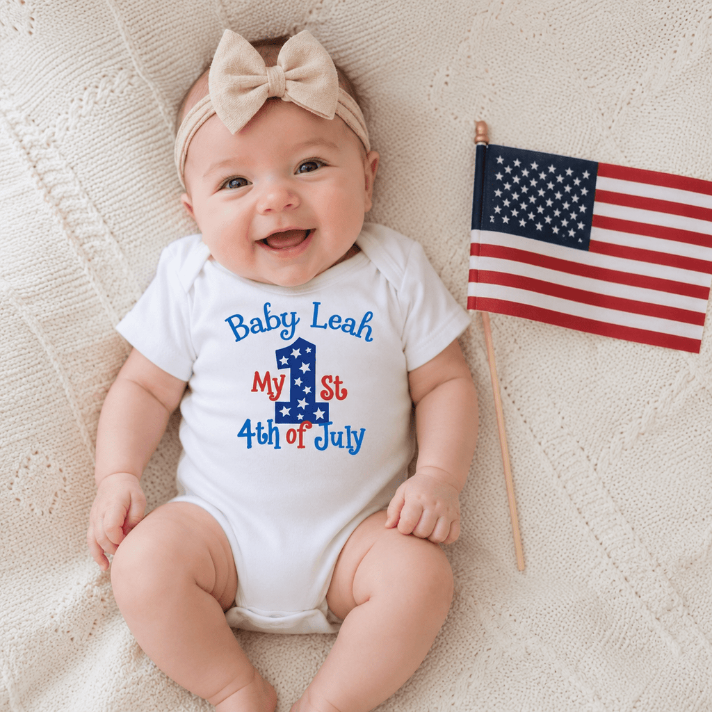 My First 4th of July Baby Bodysuit | First Fourth of July Onesie | Patriotic Baby Gift | Newborn 0-24M custom personalized gift - AURIA CUSTOM PRINTS