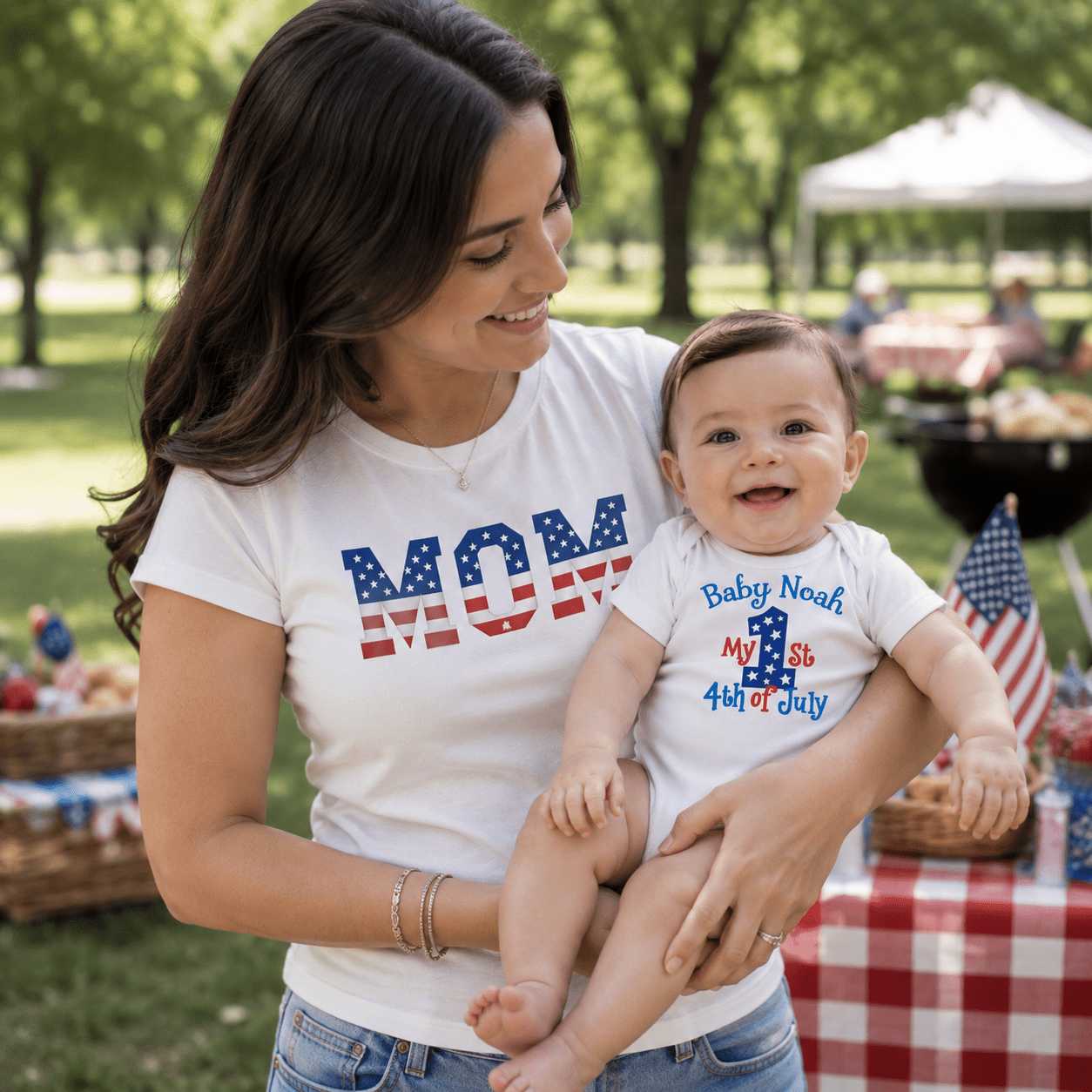 My First 4th of July Baby Bodysuit | First Fourth of July Onesie | Patriotic Baby Gift | Newborn 0-24M custom personalized gift - AURIA CUSTOM PRINTS