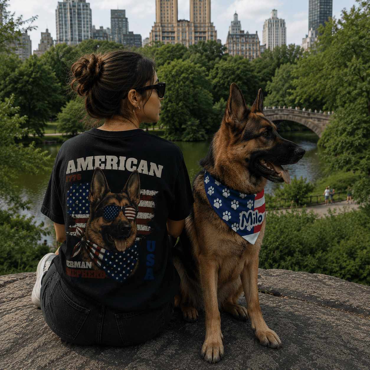 Pawtriot Bandana | Personalized American Flag Dog Bandana, Paw Print USA Pet Accessory custom personalized gift - AURIA CUSTOM PRINTS