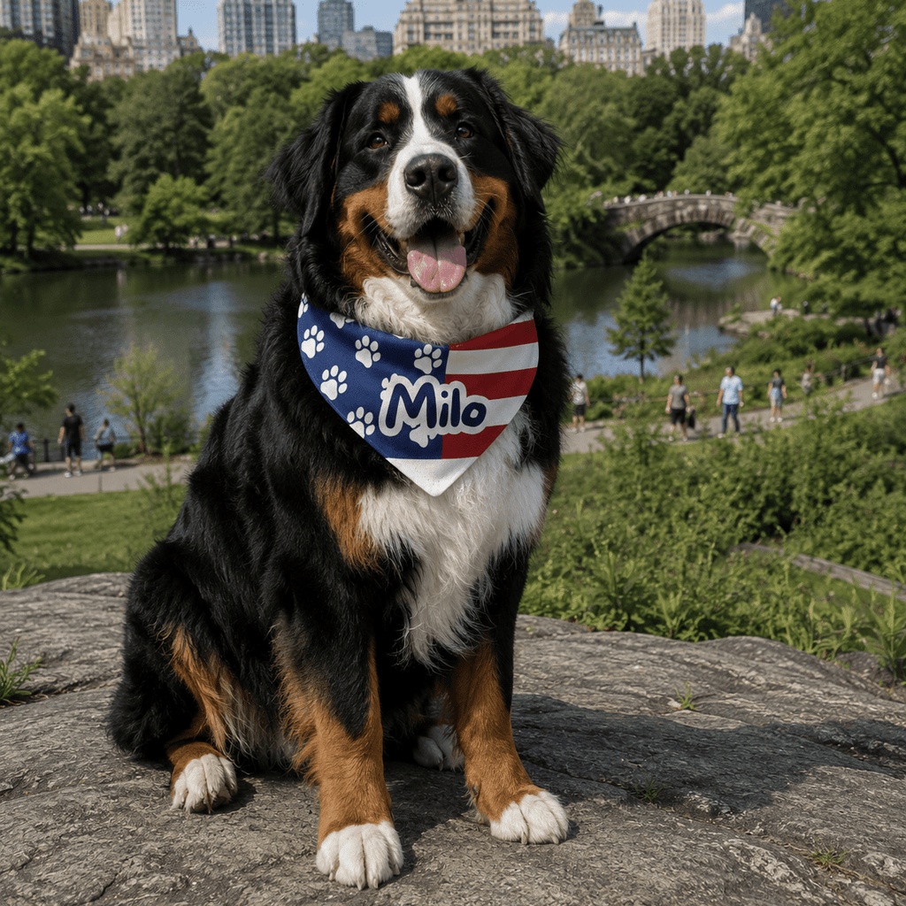 Pawtriot Bandana | Personalized American Flag Dog Bandana, Paw Print USA Pet Accessory custom personalized gift - AURIA CUSTOM PRINTS