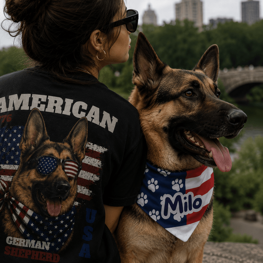 Pawtriot Bandana | Personalized American Flag Dog Bandana, Paw Print USA Pet Accessory custom personalized gift - AURIA CUSTOM PRINTS