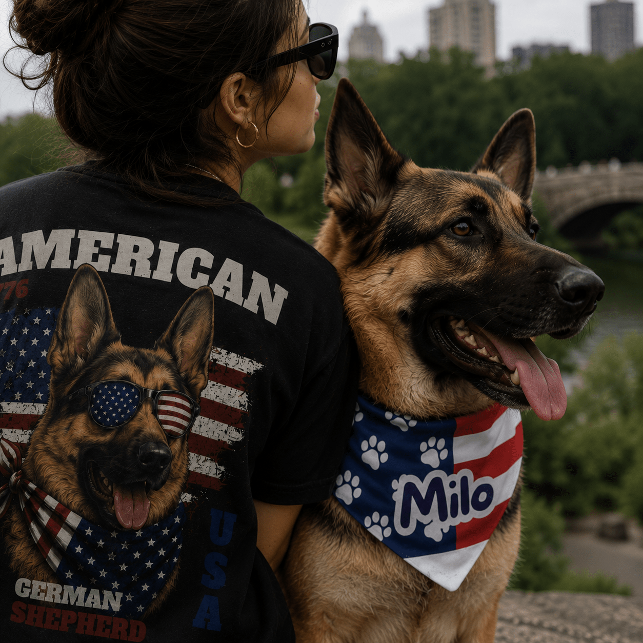 Pawtriot Bandana | Personalized American Flag Dog Bandana, Paw Print USA Pet Accessory custom personalized gift - AURIA CUSTOM PRINTS